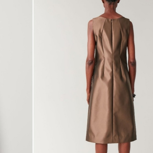 NWT COS Metallic Bronze Midi Dress Size 2 - Picture 2 of 10